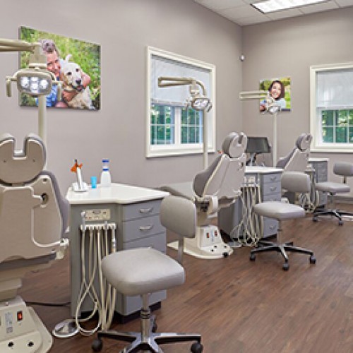 Picture of the clinical area with chairs and windows